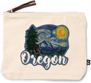 Lantern Press Oregon, Bigfoot, Starry Night, 100% Cotton Zipper Pouch, Travel Accessory, Go Bag