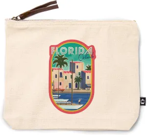 Lantern Press Orlando, Florida, Lithograph, 100% Cotton Zipper Pouch, Travel Accessory, Go Bag