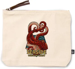 Lantern Press Seaside, Oregon, Mosaic Octopus, 100% Cotton Zipper Pouch, Travel Accessory, Go Bag