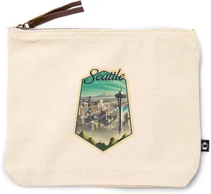 Lantern Press Seattle, Washington, Skyline, Lithograph, 100% Cotton Zipper Pouch, Travel Accessory, Go Bag