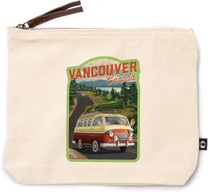 Lantern Press Vancouver, British Columbia, Canada, Camper Van, Off to Roam, Painterly, 100% Cotton Zipper Pouch, Travel Accessory, Go Bag