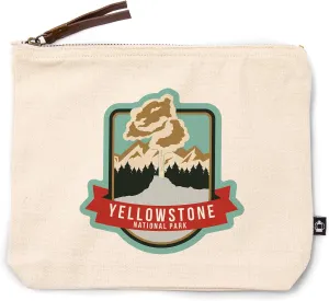 Lantern Press Yellowstone National Park, Geyser and Mountains, 100% Cotton Zipper Pouch, Travel Accessory, Go Bag