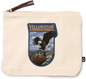 Lantern Press Yellowstone National Park, Wyoming, Eagle Perched, 100% Cotton Zipper Pouch, Travel Accessory, Go Bag
