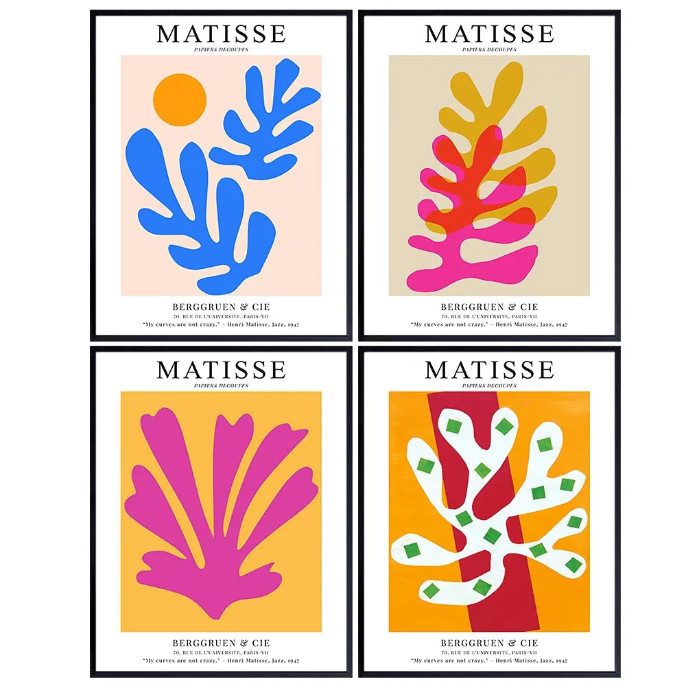 LARGE 11x14 - Matisse Wall Art - Matisse Poster - Minimalist Wall Art - Abstract Art - Aesthetic Room Decor Set - Mid Century Modern Wall Art - Matisse Print - Minimal Wall Art - Henri Matisse
