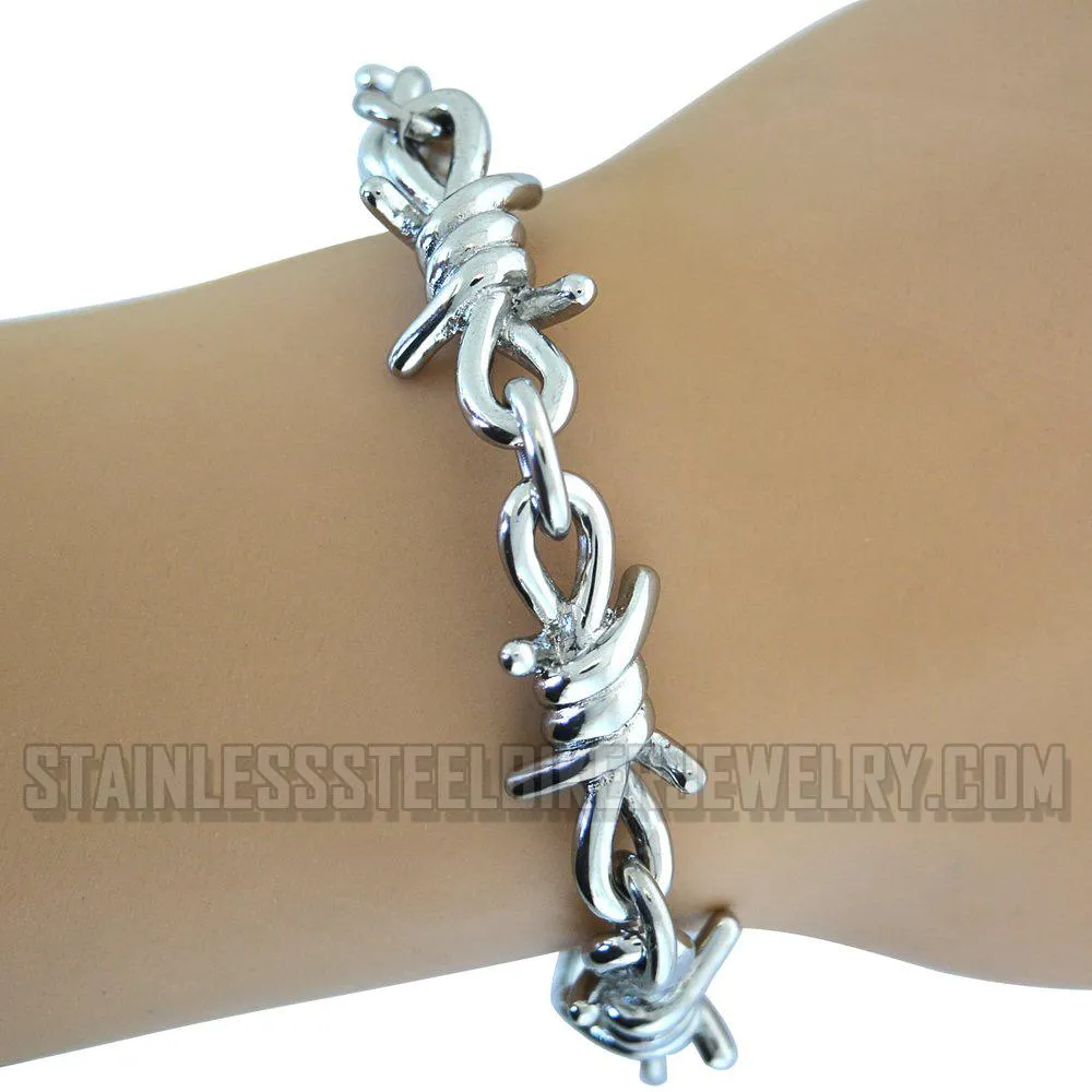 Large Barbed Wire Jewelry Men's Stainless Steel Barbed Wire Link Design Bracelet SB140