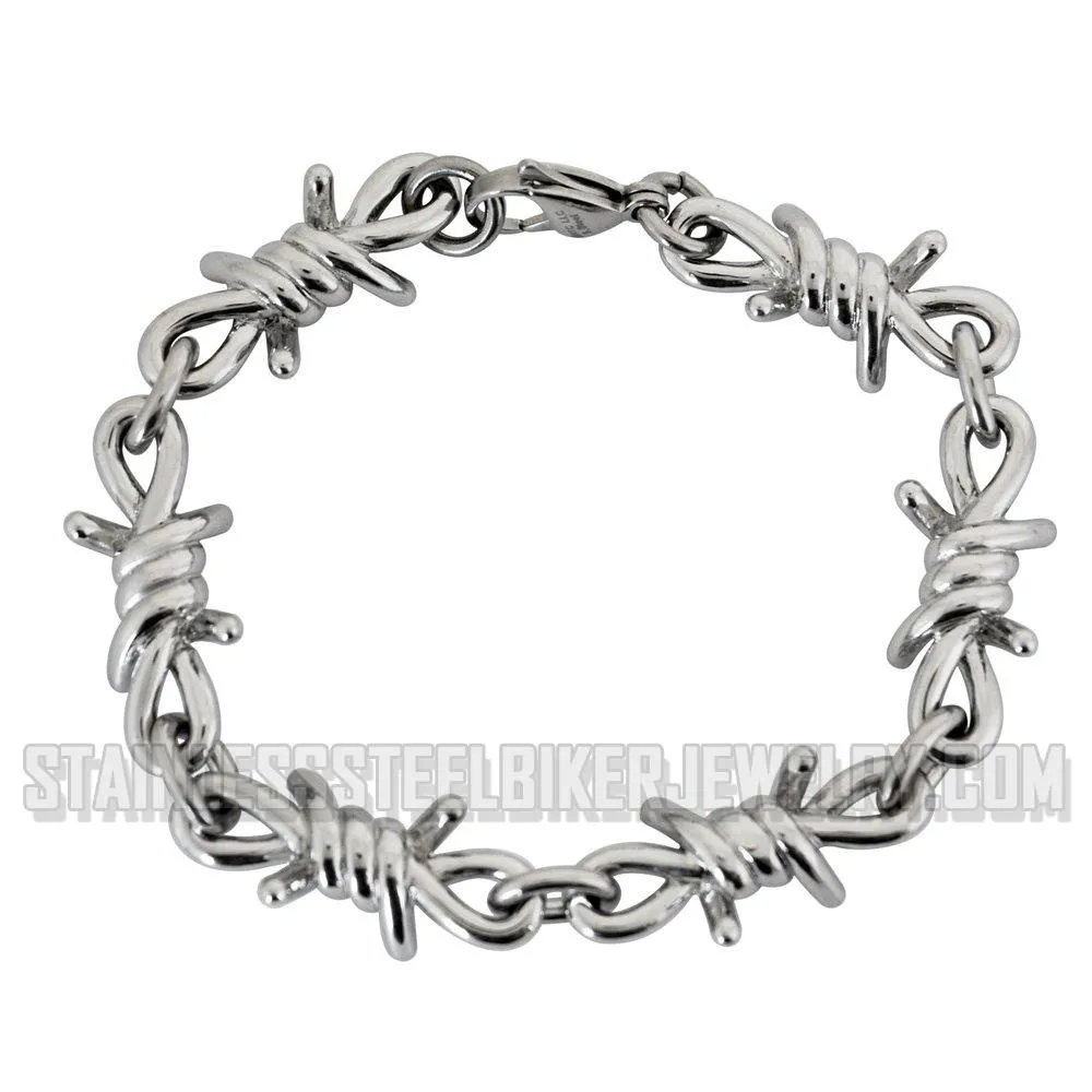 Large Barbed Wire Jewelry Men's Stainless Steel Barbed Wire Link Design Bracelet SB140