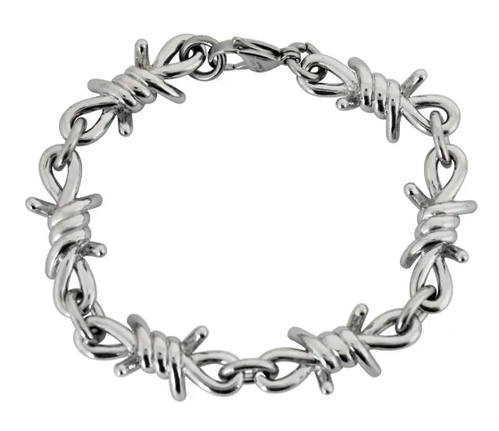 Large Barbed Wire Jewelry Men's Stainless Steel Barbed Wire Link Design Bracelet SB140