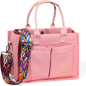 Large Canvas Tote Bag for Women, Crossbody Shoulder Handbags, Work and Everything Bags for College, Travel & Nurse Bag