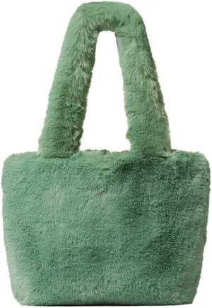 Large Capacity Shoulder Tote Purse Wallet for Autumn and Winter Plush Faux Fur Top Handle Handbag for Women