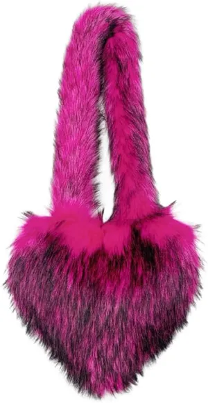 Large Heart Shaped Bag for Women Faux Fur Shoulder Purse Y2k Crossbody Bag Chic Handbag Furry Shoulder Tote Purse