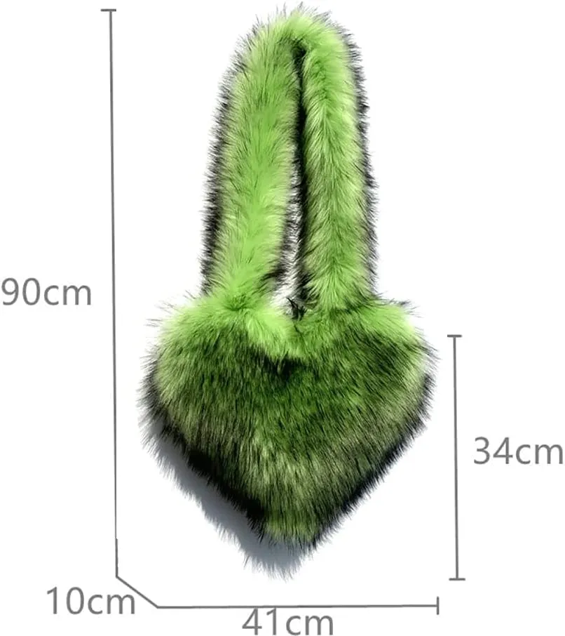 Large Heart Shaped Bag for Women Faux Fur Shoulder Purse Y2k Crossbody Bag Chic Handbag Furry Shoulder Tote Purse
