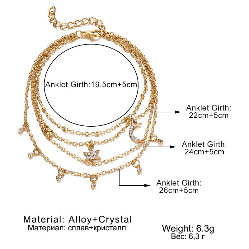 Layered Rhinestone Simple Pendant Anklets DP25A789