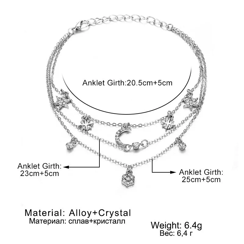 Layered Rhinestone Simple Pendant Anklets DP25A789