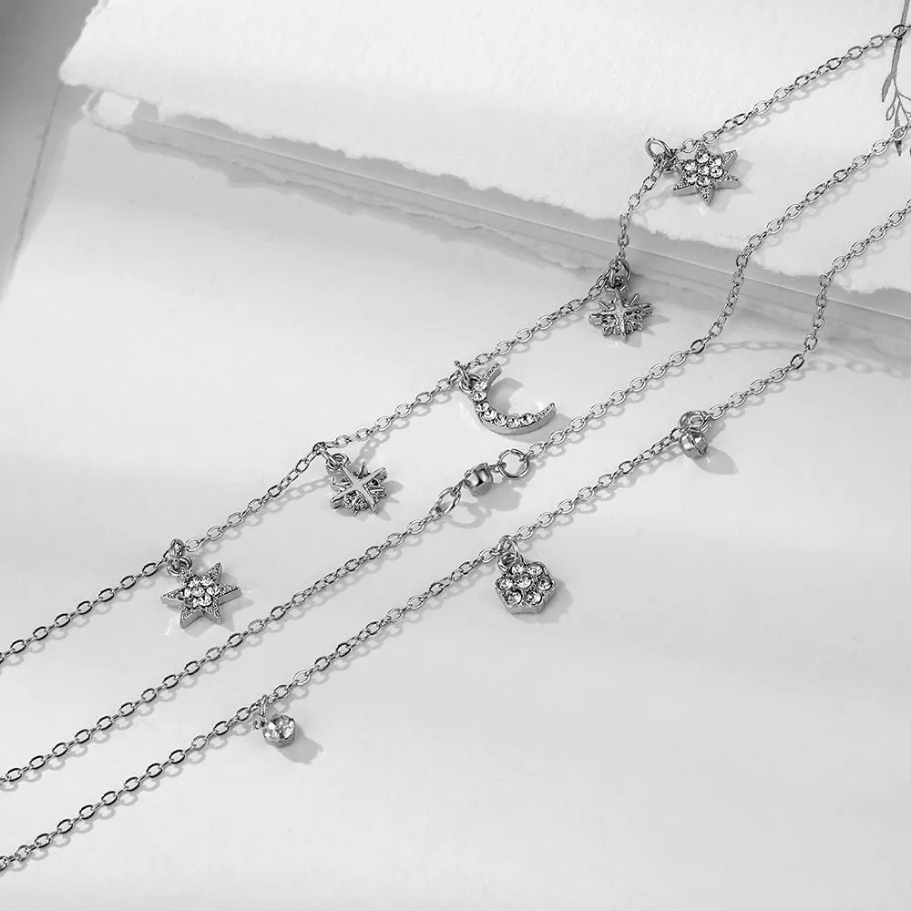 Layered Rhinestone Simple Pendant Anklets DP25A789