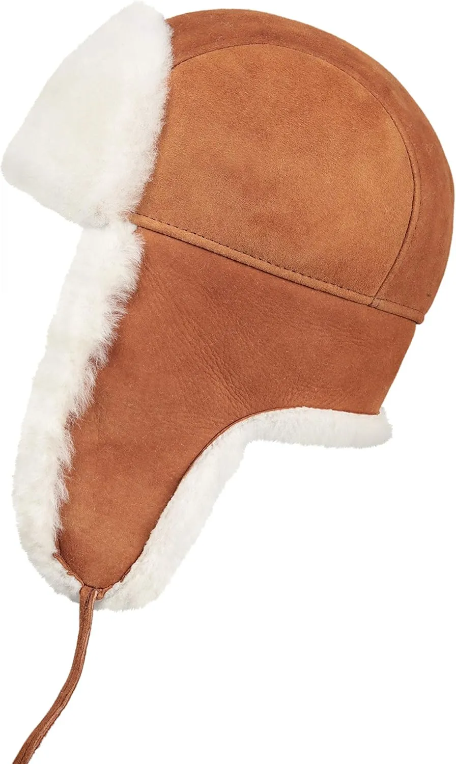 Leather Aviator Shearling Ushanka Trapper Hat Russian Sheepskin Cap Real Fur Winter Hat with Ear Flaps for Men Women