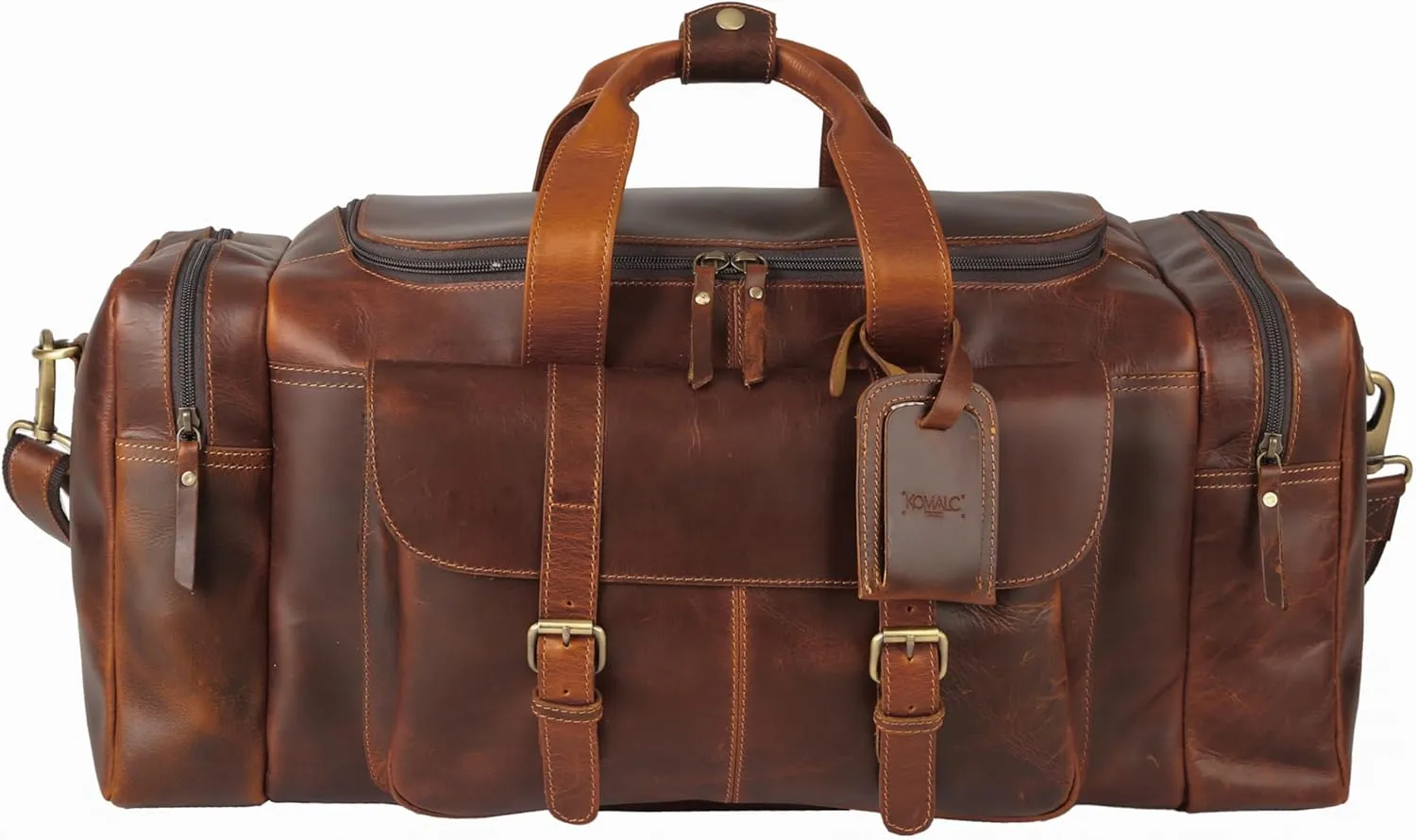 Leather duffel bag 24 Inch U Zip holdall Travel sports Duffle Weekend gym Sports