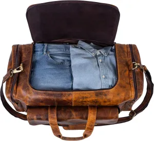 Leather duffel bag 24 Inch U Zip holdall Travel sports Duffle Weekend gym Sports