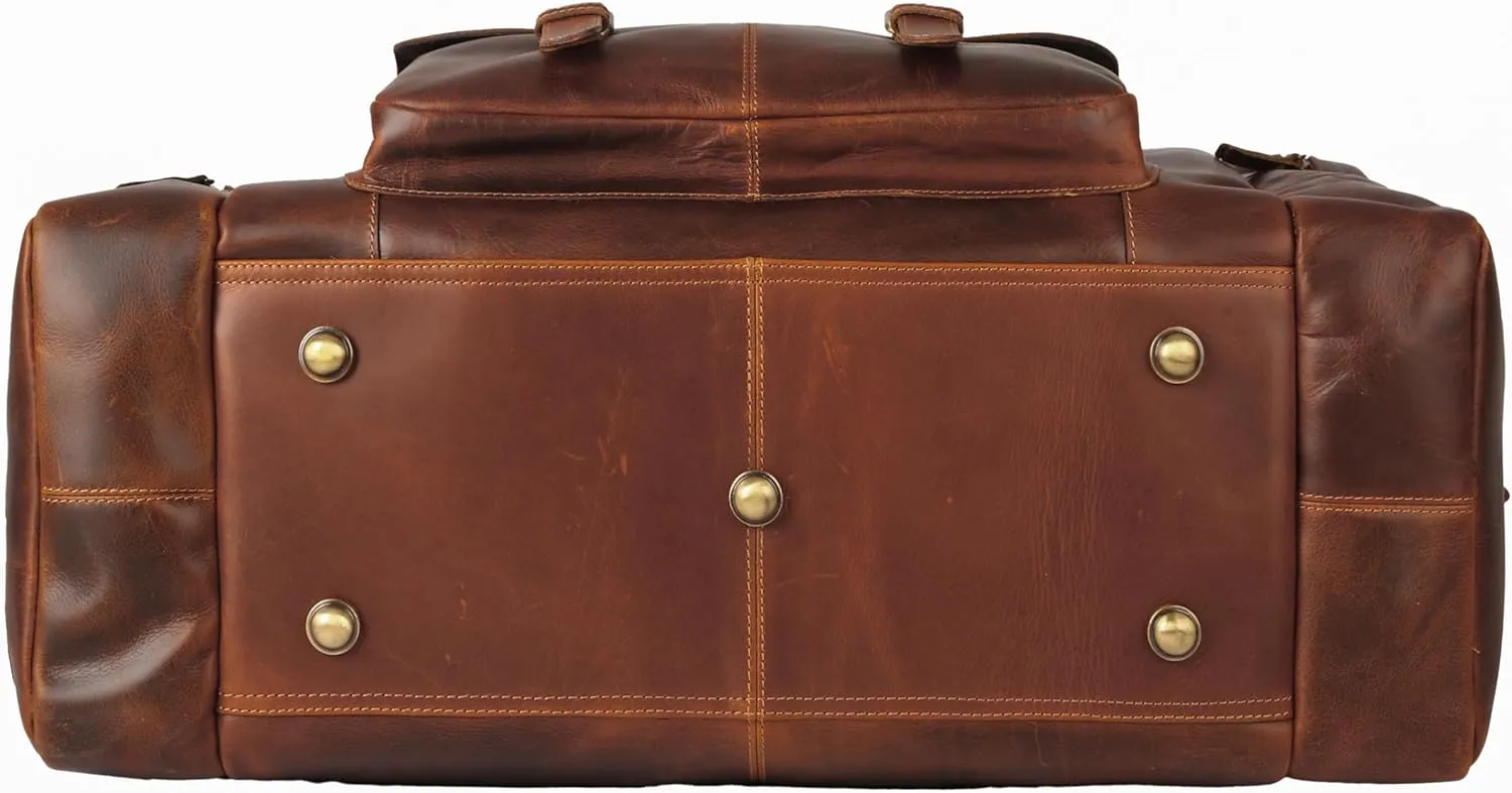 Leather duffel bag 24 Inch U Zip holdall Travel sports Duffle Weekend gym Sports