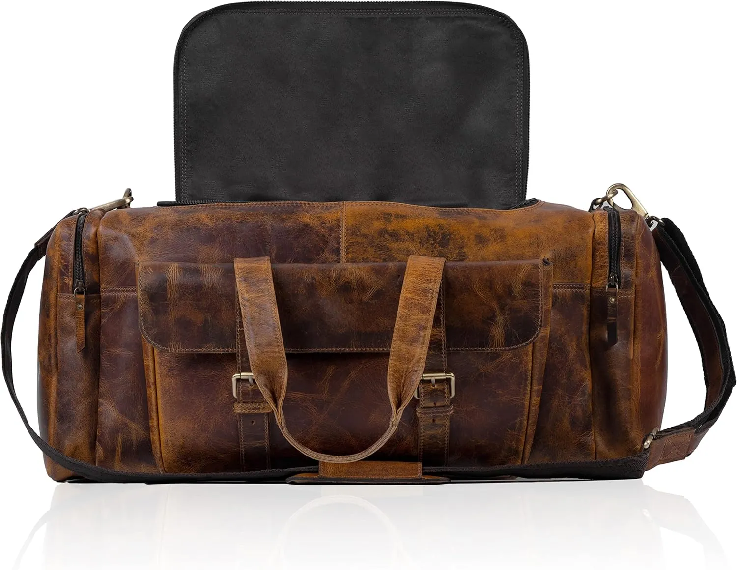 Leather duffel bag 24 Inch U Zip holdall Travel sports Duffle Weekend gym Sports