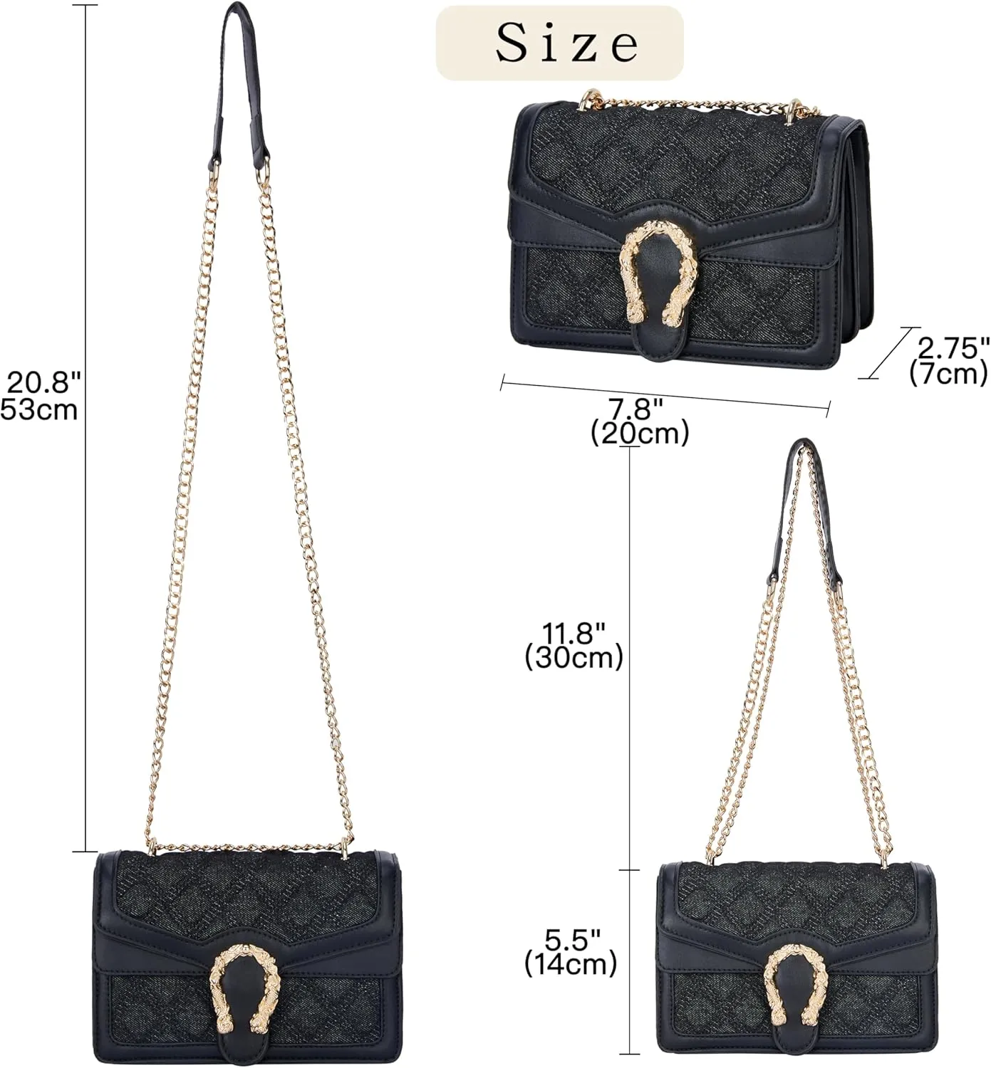 Leather Shoulder Bag Chain Purse for Women - Fashion Crossbody Bags Vintage Snake Print Underarm Bag Square Satchel Handbag
