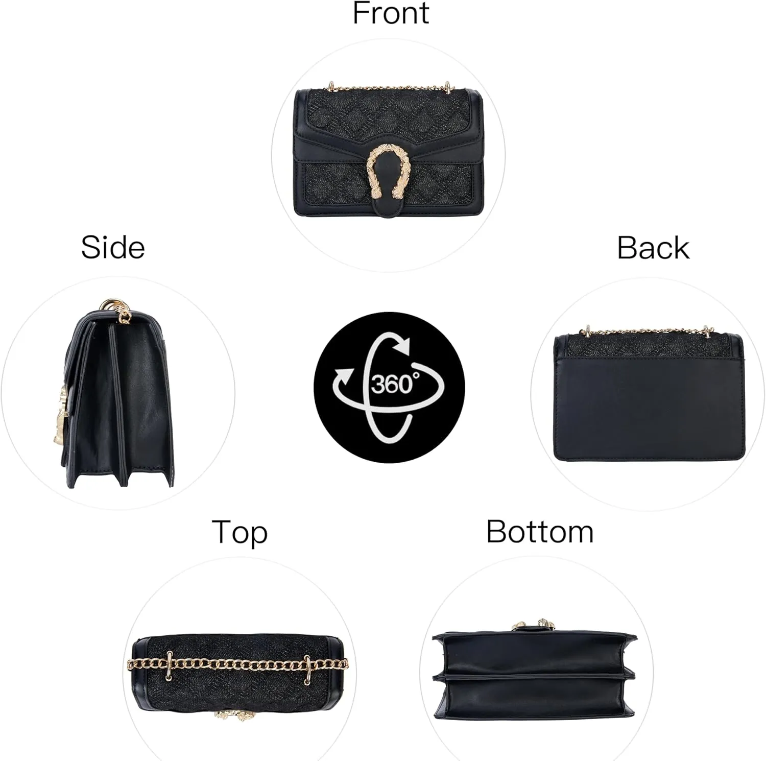 Leather Shoulder Bag Chain Purse for Women - Fashion Crossbody Bags Vintage Snake Print Underarm Bag Square Satchel Handbag