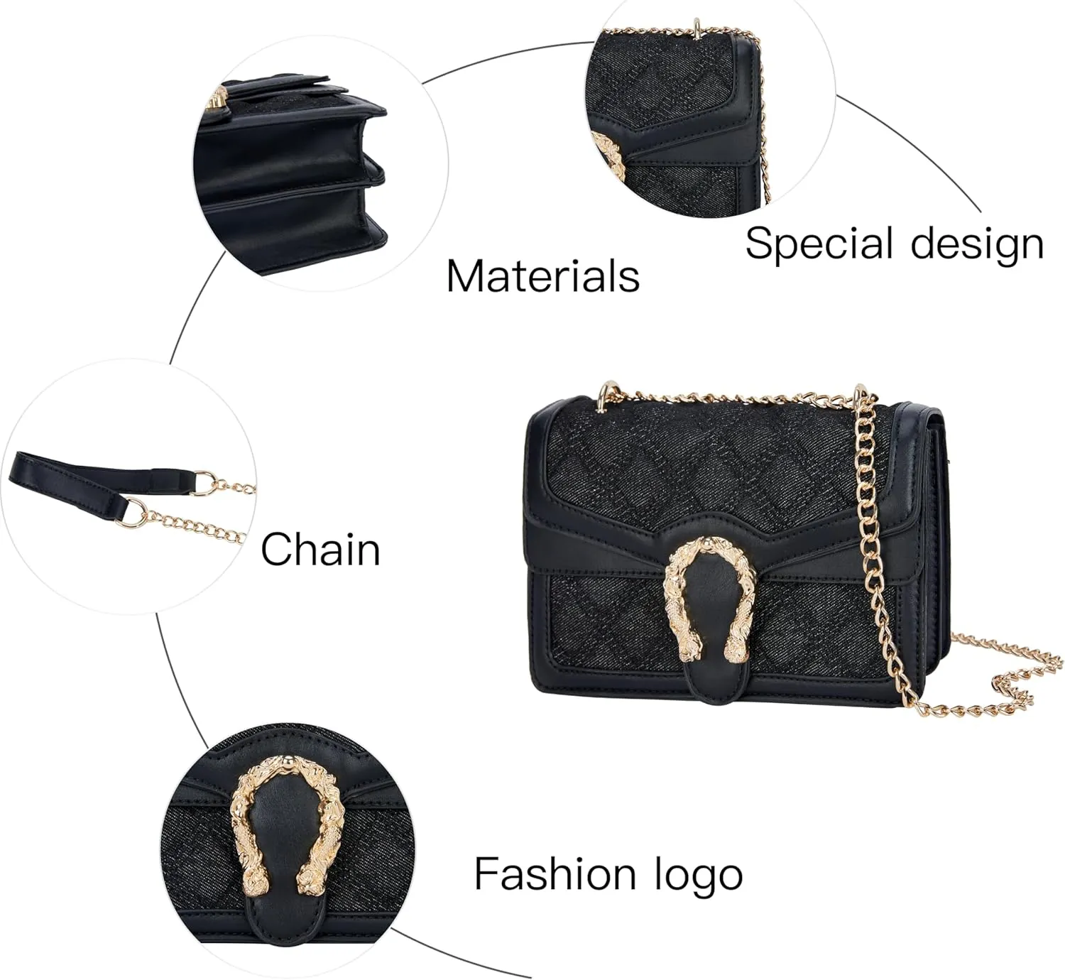 Leather Shoulder Bag Chain Purse for Women - Fashion Crossbody Bags Vintage Snake Print Underarm Bag Square Satchel Handbag