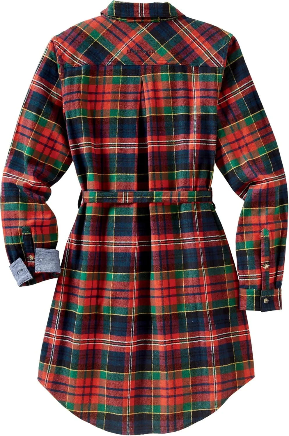 Legendary Whitetails Women's Open Spaces Dress, Plaid Flannel Long Sleeve Button Up Tunic with Belt