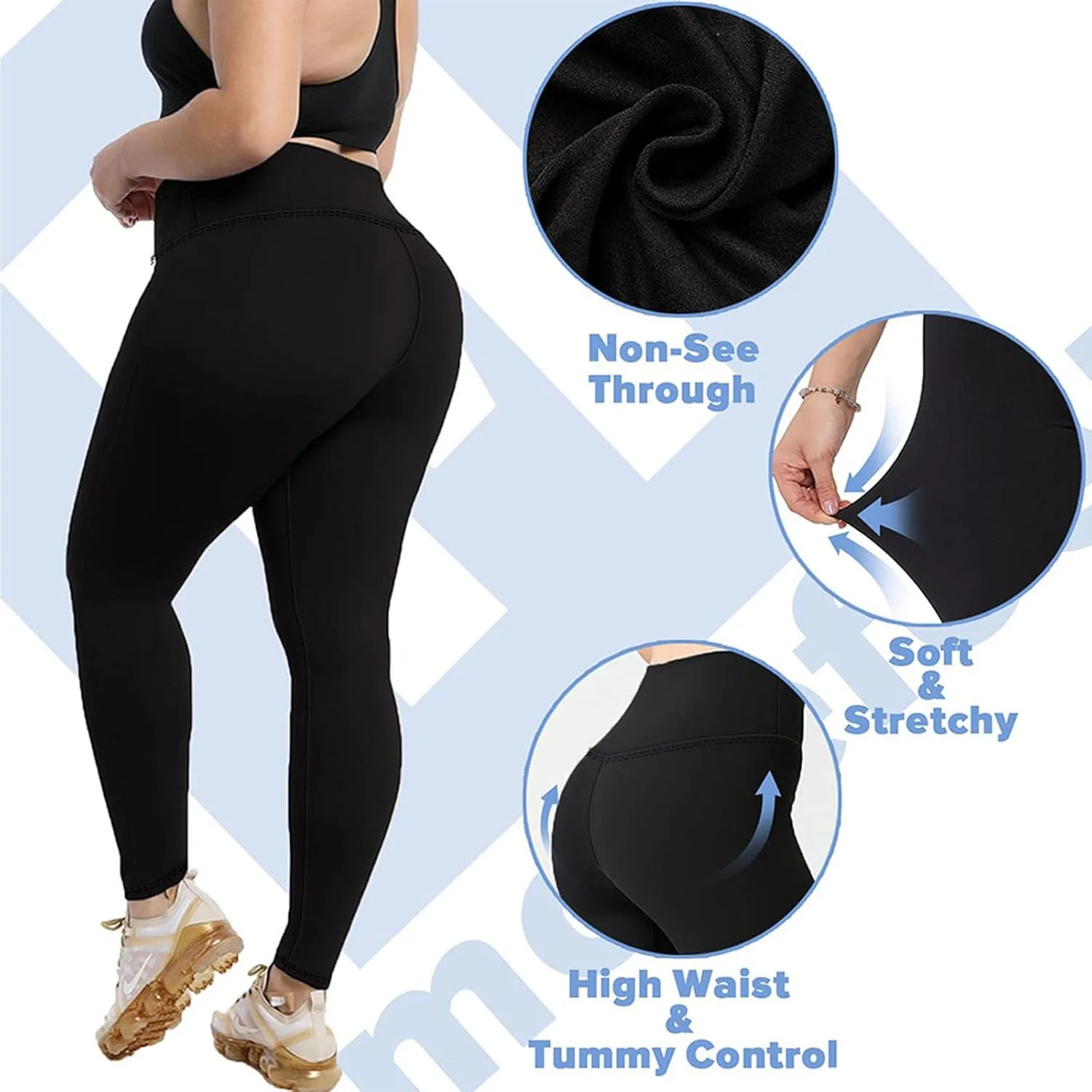 Leggings for Women Plus Size Tummy Control Lightweight Stretch High Waist Pants Soft Running Workout Trendy Yoga Pants