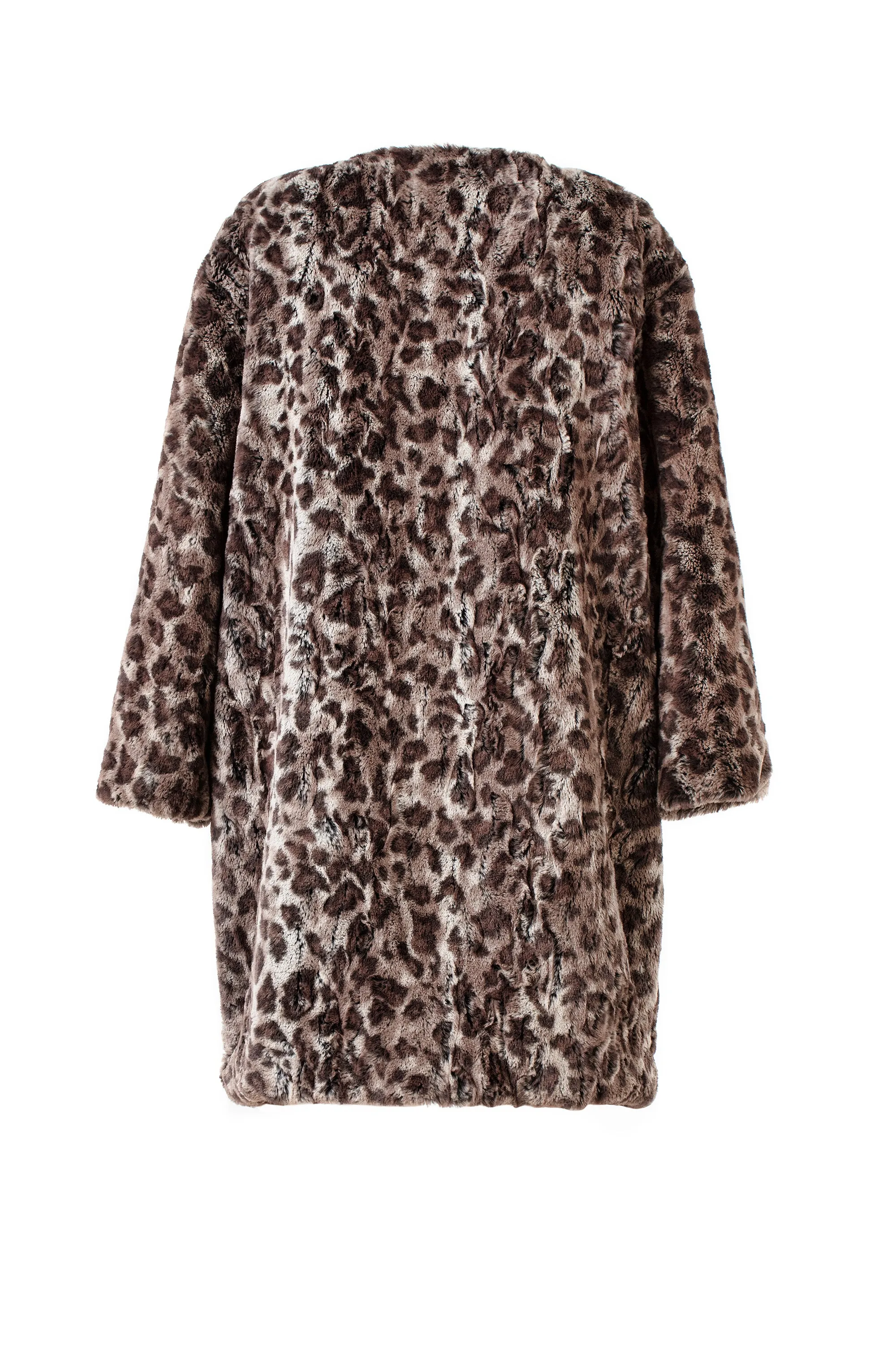 Leopard-print Faux Fur Velvet-trimmed Coat