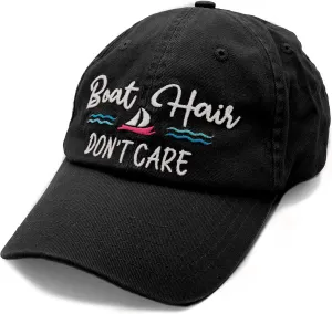 Lifecraft Boat Hair Don't Care Embroidered Washed Distressed Denim Womens Baseball Cap Cotton Dad Hat Boater Gift