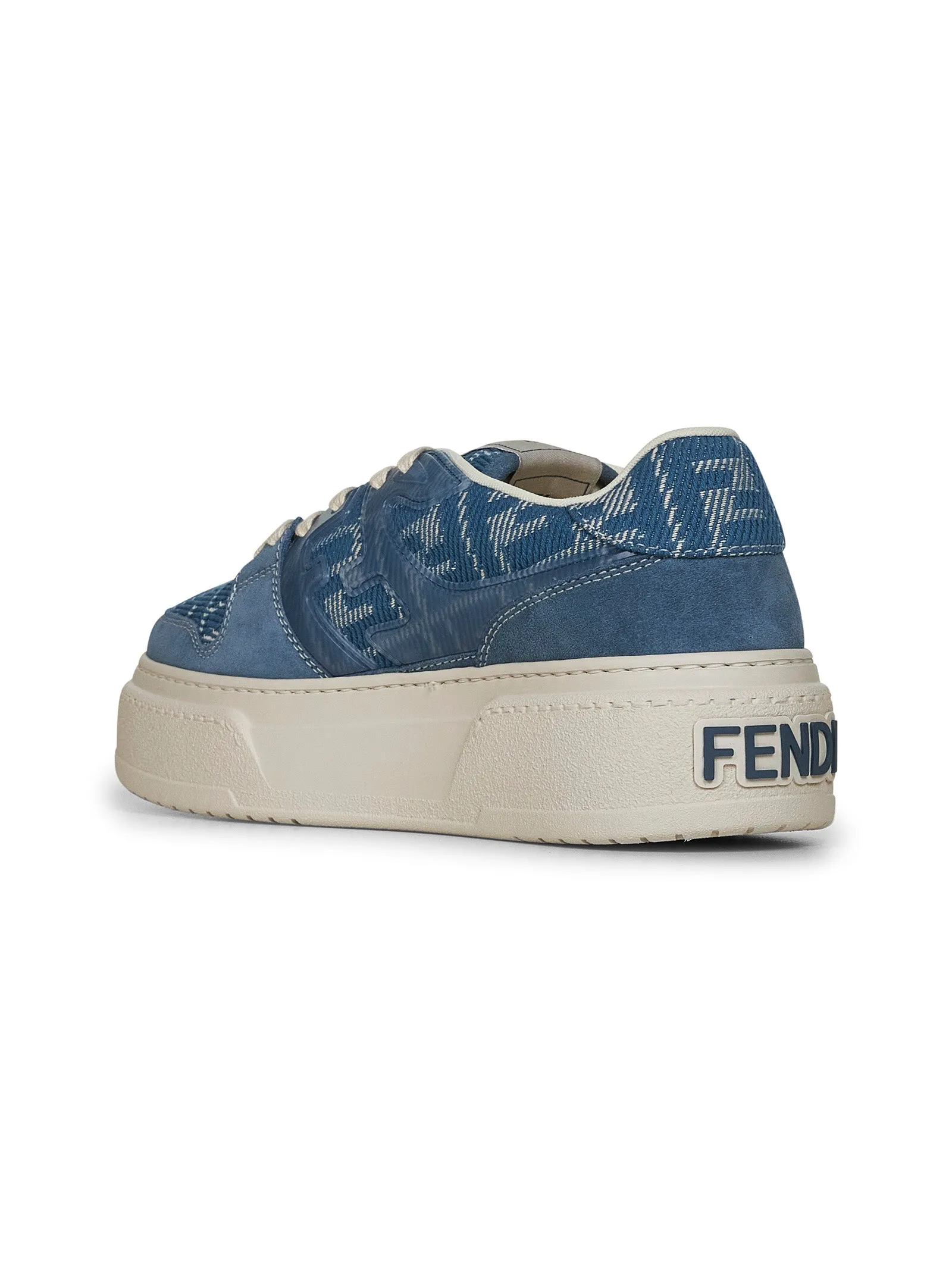 Light blue FF jacquard and suede Fendi Match sneakers