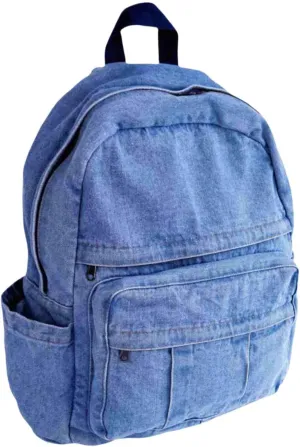 Light Wash Denim Jean Backpack for Women & Men Retro Aesthetic Rucksack Basic Backpack for High School/College Students Travel Laptop Bag