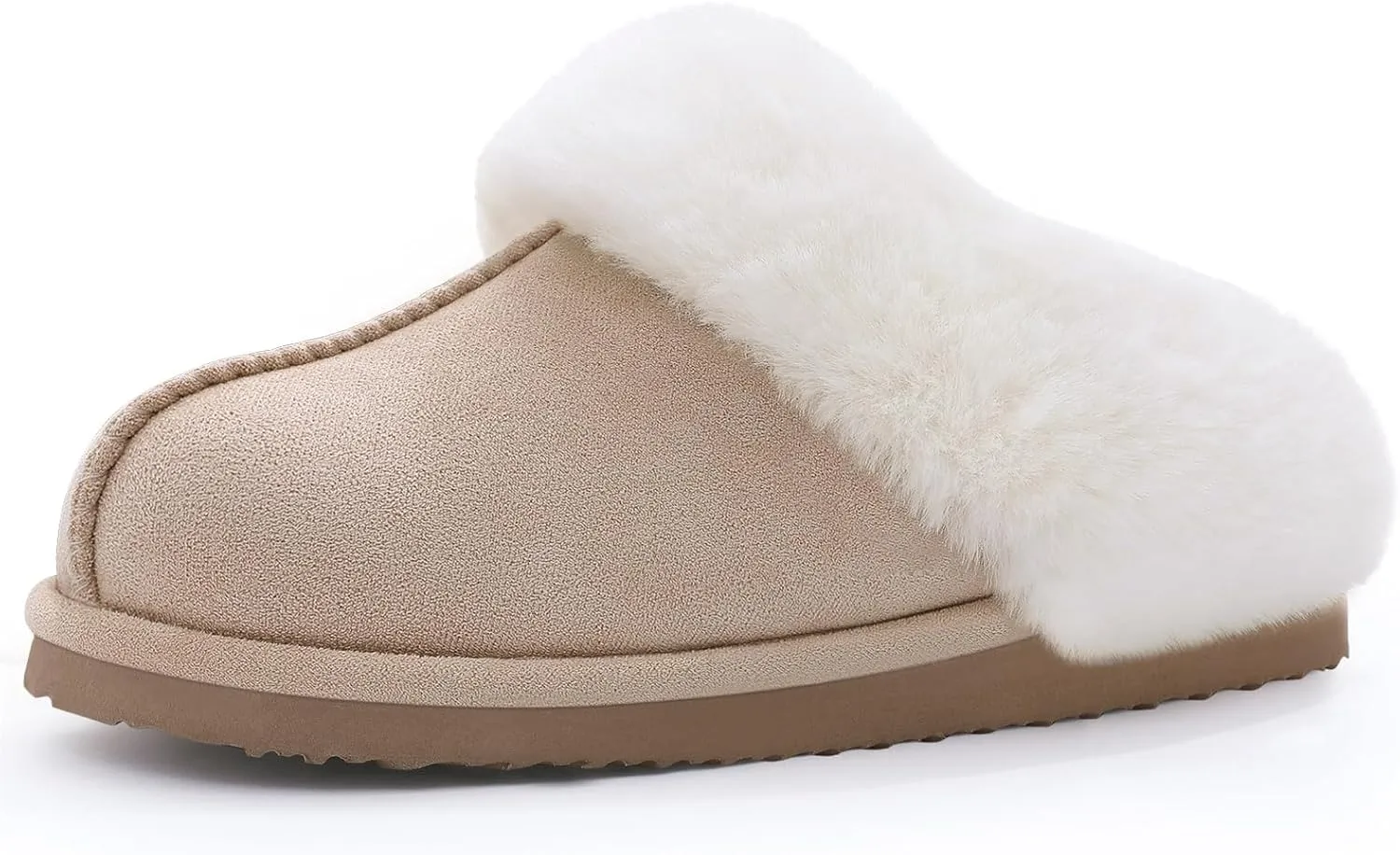 Litfun Fuzzy House Slippers for Women Fluffy Memory Foam Suede Slippers with Faux Fur Collar Indoor Outdoor