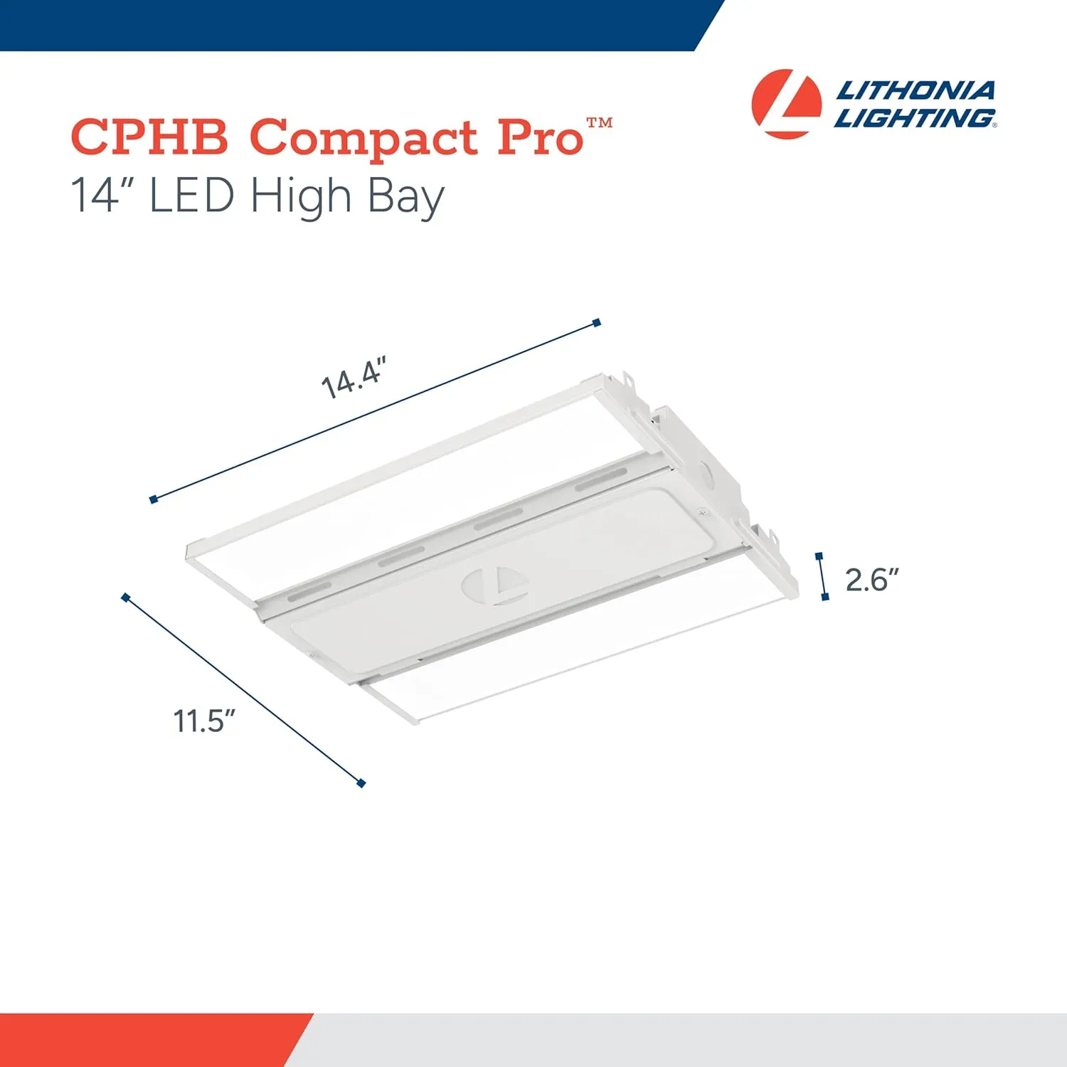 Lithonia Lighting Compact Pro LED High Bay Light, Ceiling Lighting Fixture, 12,000 Lumens, 5000K Daylight, Dimmable LED Work Light for Garage and Warehouse, MVOLT 120-277V (CPHB 12LM MVOLT 50K)