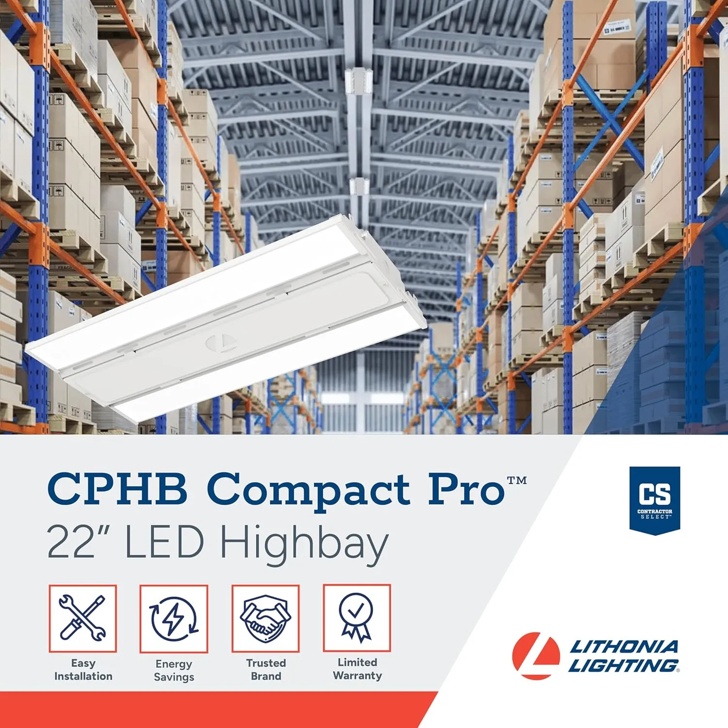 Lithonia Lighting Compact Pro LED High Bay Light, Ceiling Lighting Fixture, 30,000 Lumens, 4000K Cool White, Dimmable LED Work Light for Garage and Warehouse, MVOLT 120-277V (CPHB 30LM MVOLT 40K)