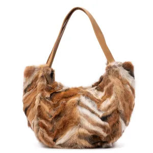 LITVIN Handmade Real red fox fur bag Women genuine fur purse Handbag