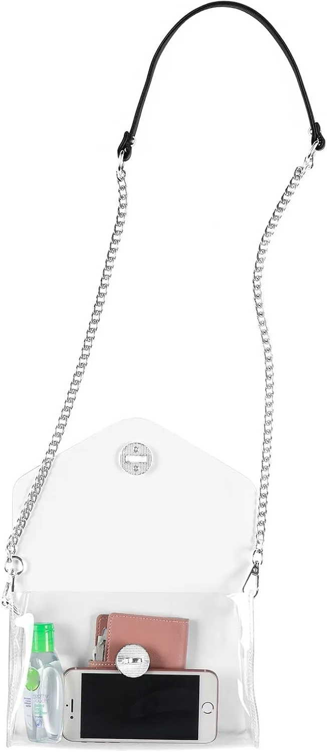 Lorbro Clear Purse for Women Stadium Approved, Clear Crossbody Bag with Zipper Closure, Transparent Purse for Concert Sports