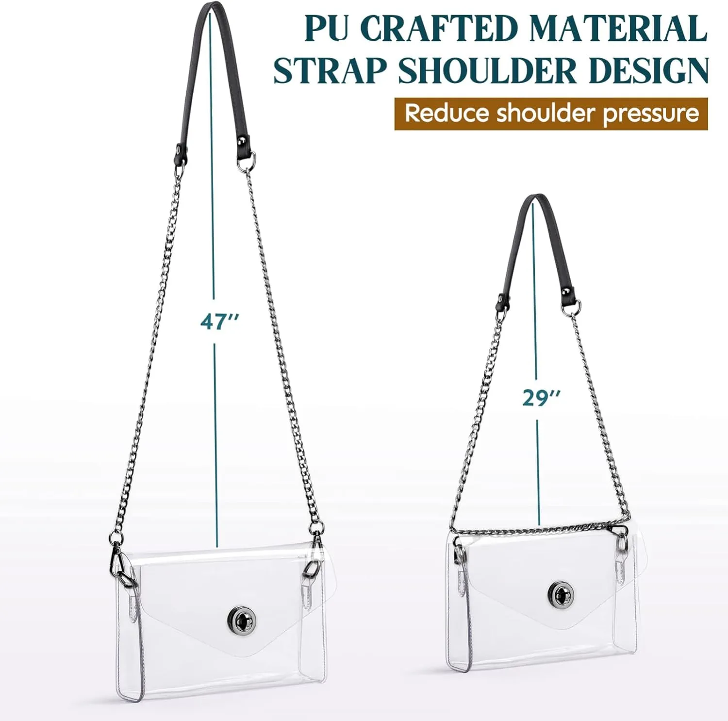 Lorbro Clear Purse for Women Stadium Approved, Clear Crossbody Bag with Zipper Closure, Transparent Purse for Concert Sports