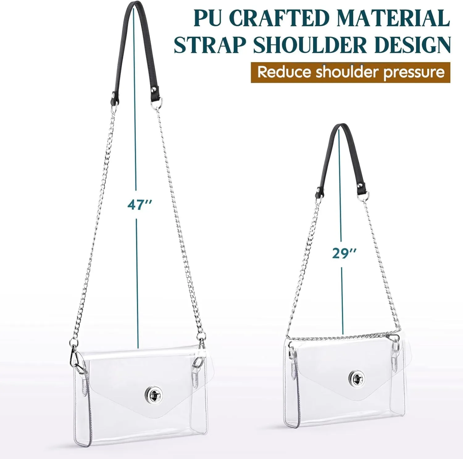 Lorbro Clear Purse for Women Stadium Approved, Clear Crossbody Bag with Zipper Closure, Transparent Purse for Concert Sports