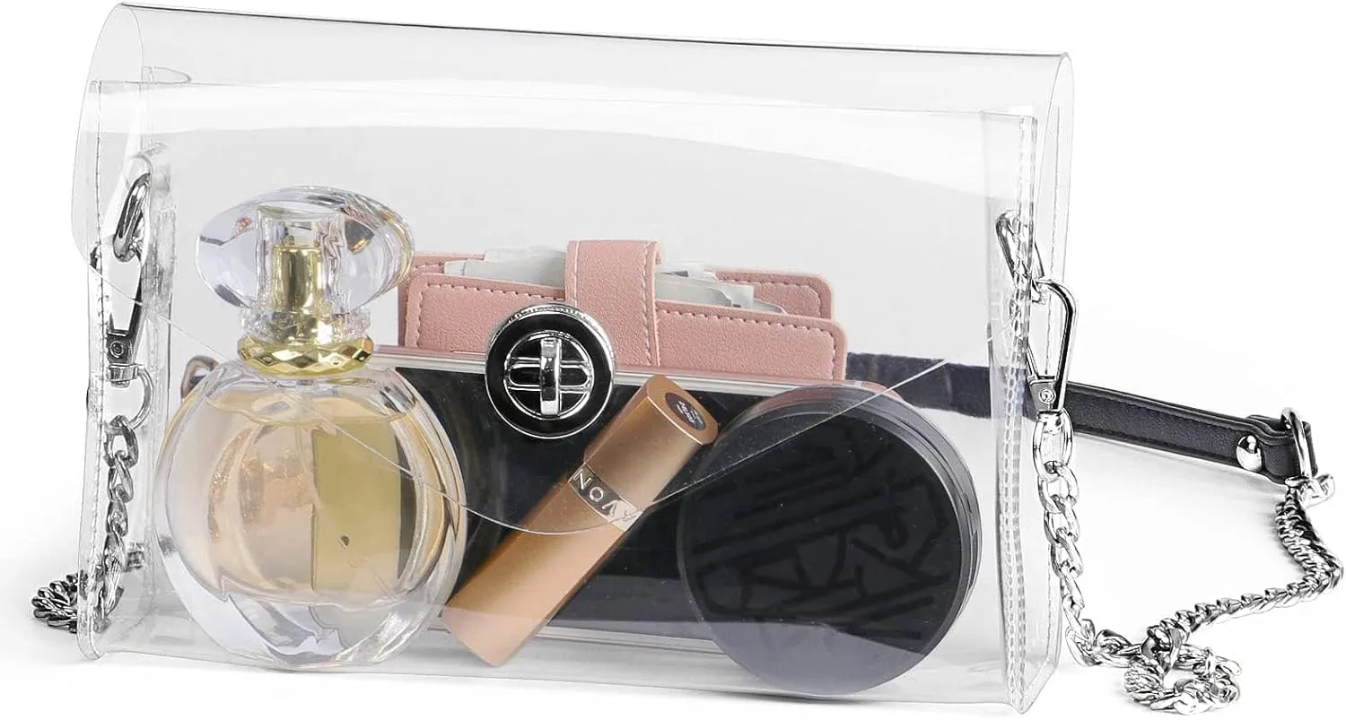 Lorbro Clear Purse for Women Stadium Approved, Clear Crossbody Bag with Zipper Closure, Transparent Purse for Concert Sports