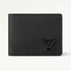 Louis Vuitton Unisex Multiple Wallet Black Grained Cowhide Leather Textile Lining