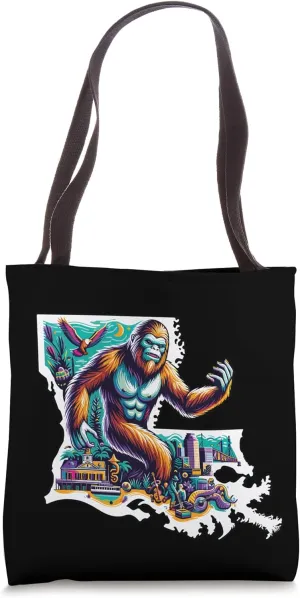 Louisiana Bigfoot Overlooking Jazz, Wetlands, and City Life Tote Bag