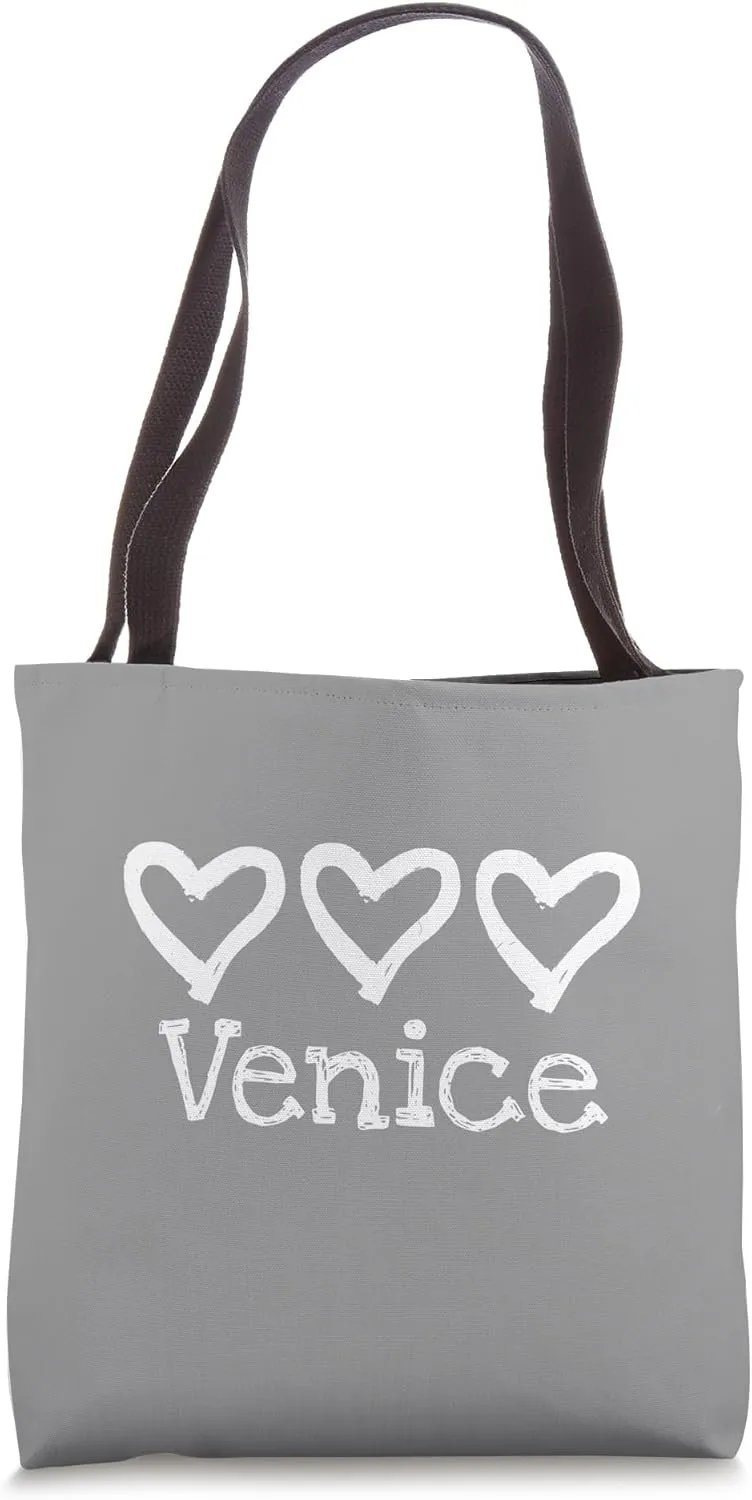 Love Heart Venice Italy 3 Rustic Italian Hearts Artisan Text Tote Bag
