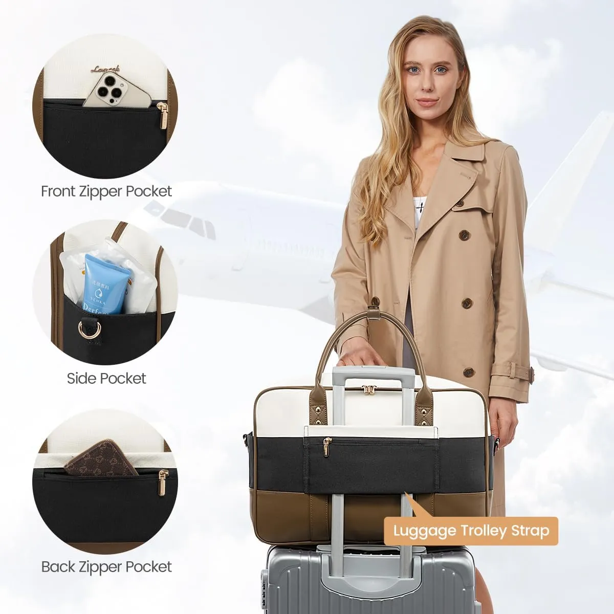 LOVEVOOK Weekender Travel Duffel Bag, Personal Item Duffle Bags for Women with Laptop Compartment, Overnight Bag with Toiletry Bag, Yoga Gym Bag with Wet Pocket, Hospital Bag for Labor and Delivery