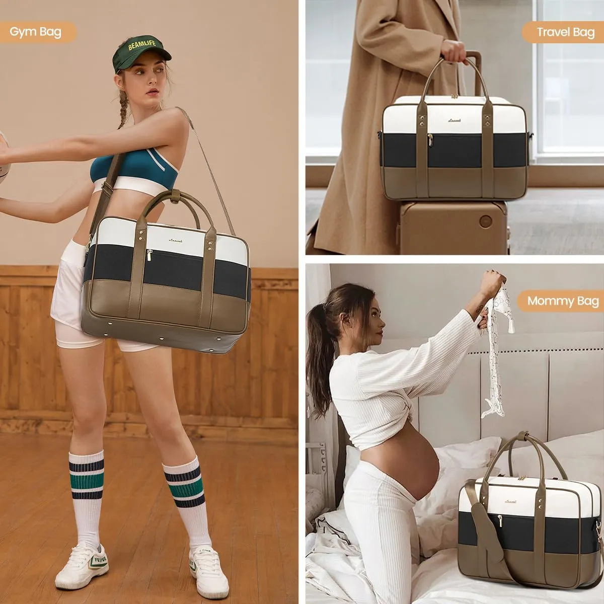 LOVEVOOK Weekender Travel Duffel Bag, Personal Item Duffle Bags for Women with Laptop Compartment, Overnight Bag with Toiletry Bag, Yoga Gym Bag with Wet Pocket, Hospital Bag for Labor and Delivery