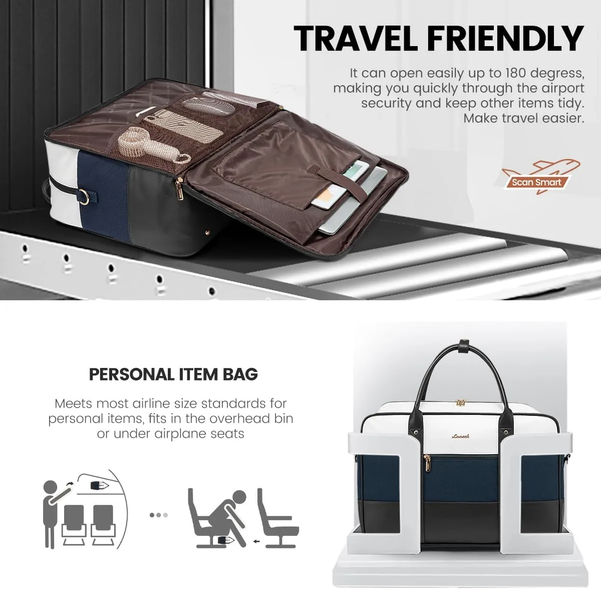 LOVEVOOK Weekender Travel Duffel - Women's Personal Item with Laptop Compartment, Overnight & Yoga Gym Bag, Wet Pocket, Labor & Delivery Hospital Bag