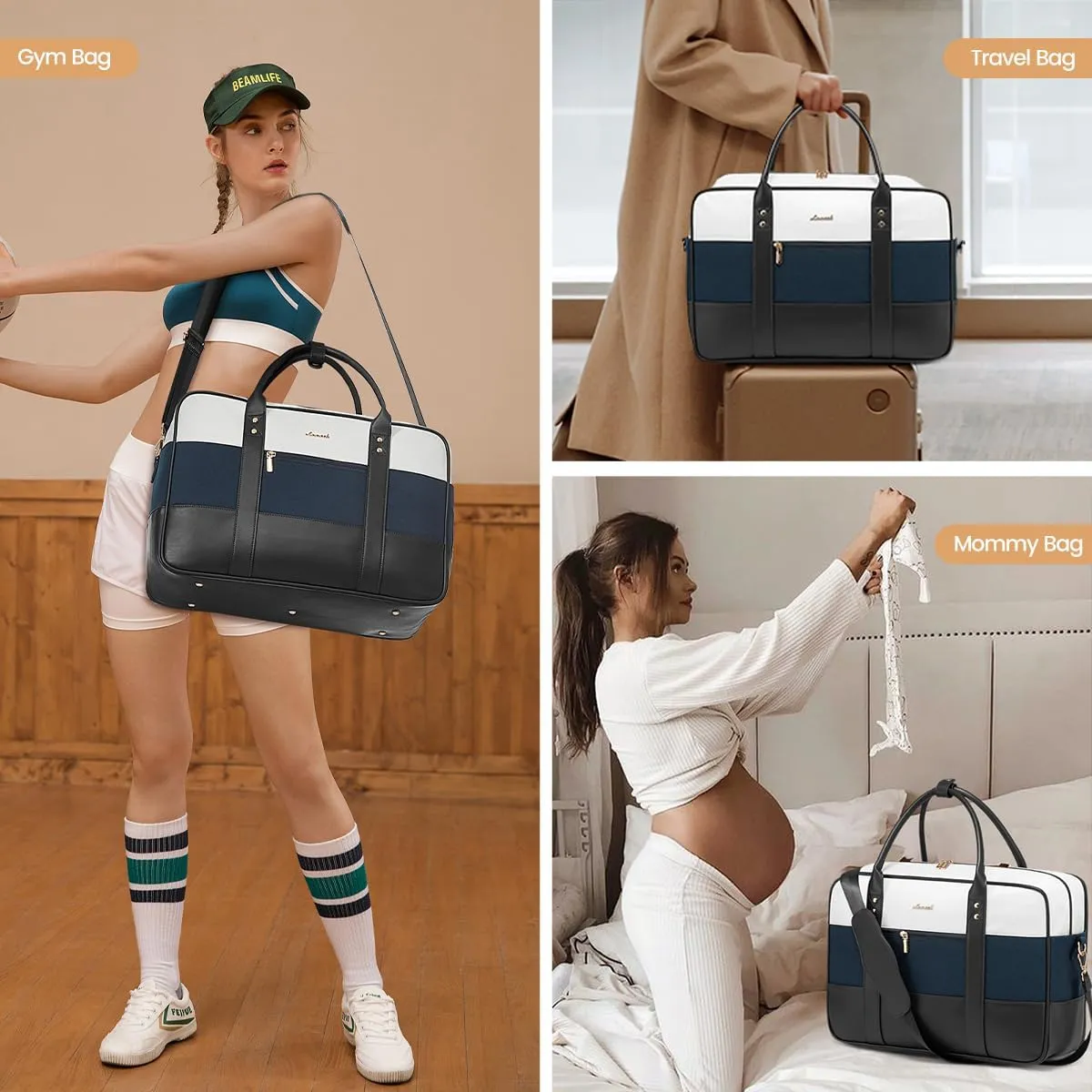 LOVEVOOK Weekender Travel Duffel - Women's Personal Item with Laptop Compartment, Overnight & Yoga Gym Bag, Wet Pocket, Labor & Delivery Hospital Bag