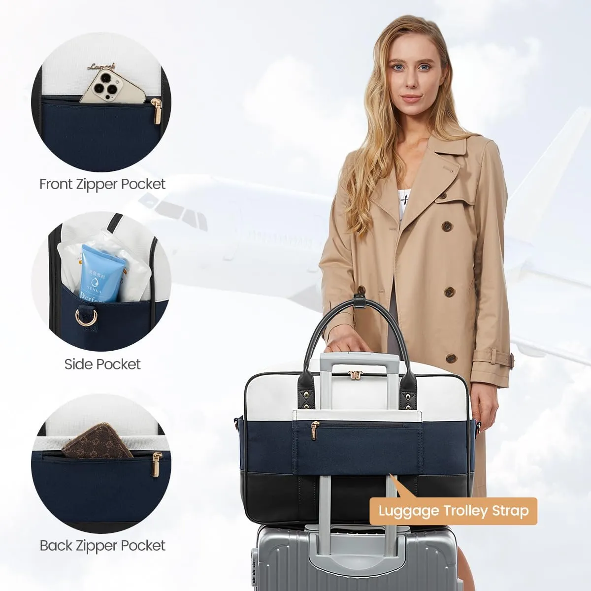LOVEVOOK Weekender Travel Duffel - Women's Personal Item with Laptop Compartment, Overnight & Yoga Gym Bag, Wet Pocket, Labor & Delivery Hospital Bag