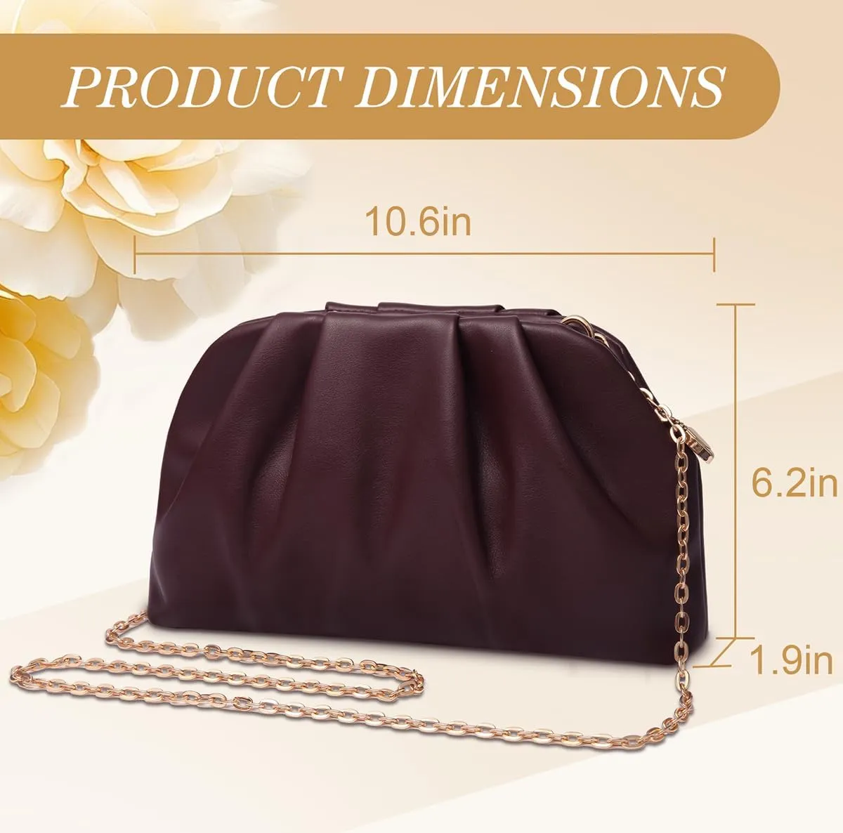 lovyoCoCo Clutch Purse for Women Soft Pleated PU Wedding Clutch, Elegant Evening Bag for Galas, Proms,Cocktail Parties