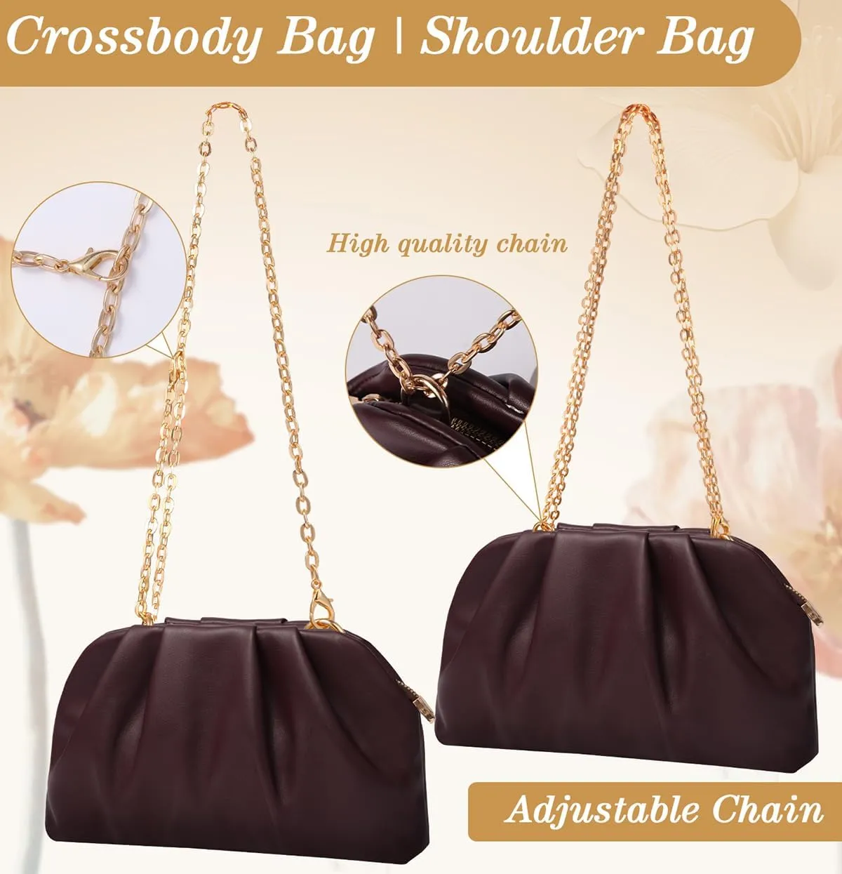 lovyoCoCo Clutch Purse for Women Soft Pleated PU Wedding Clutch, Elegant Evening Bag for Galas, Proms,Cocktail Parties